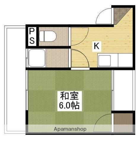 コーポ藤原(1K/2階)の間取り写真