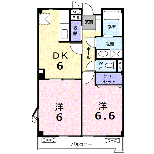 ヌーベル オーブA(2DK/2階)の間取り写真