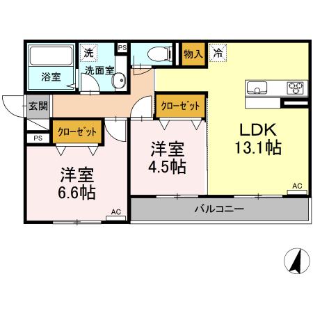 G MAISON A棟(2LDK/3階)の間取り写真
