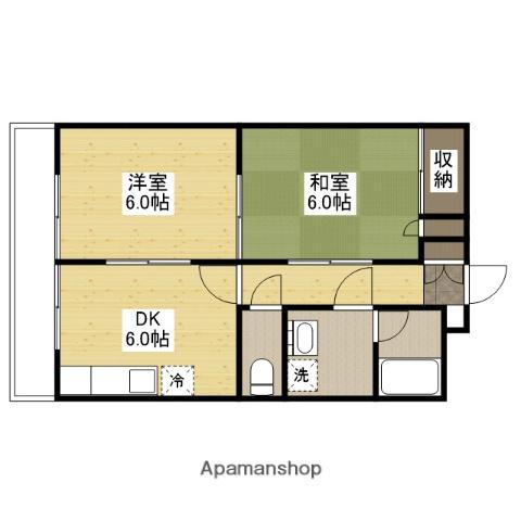 ハイグレース山口(2DK/3階)の間取り写真