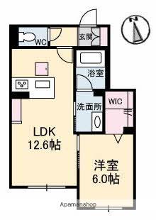 CUON新涯(1LDK/1階)の間取り写真