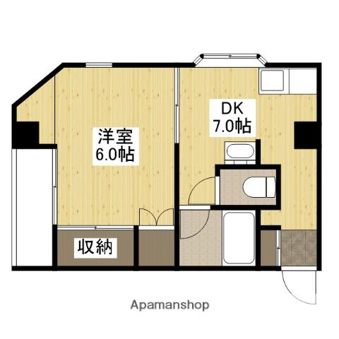 寺町マンション(1DK/4階)の間取り写真