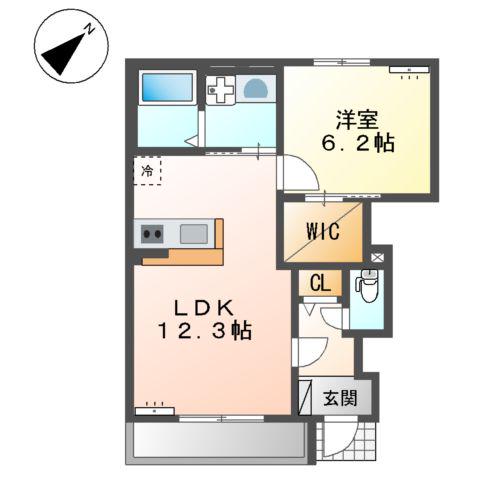 ブルーノ(1LDK/1階)の間取り写真