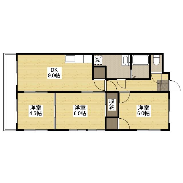 備宝マンション(3DK/4階)の間取り写真