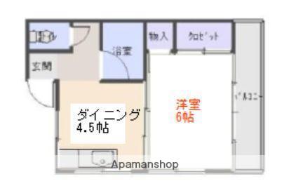 入船マンション(1DK/3階)の間取り写真