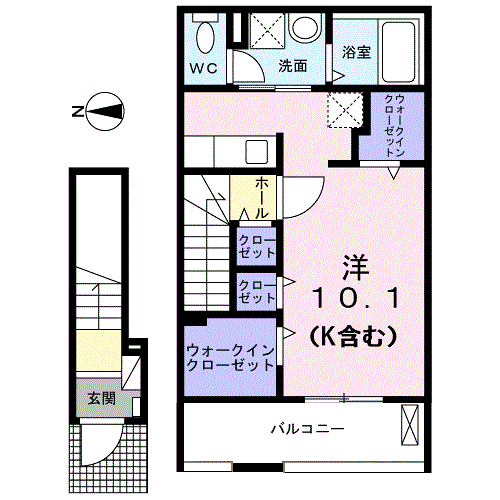 カーサ ソーレ(ワンルーム/2階)の間取り写真