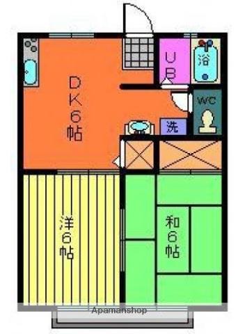 オリーブコート曙 C棟(2DK/1階)の間取り写真