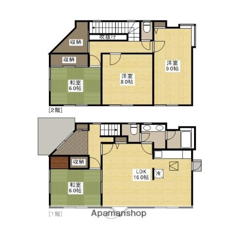 福塩線 横尾駅 徒歩16分 2階建 築44年(4LDK)の間取り写真