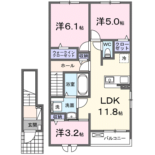 サンテールⅤ(3LDK/2階)の間取り写真