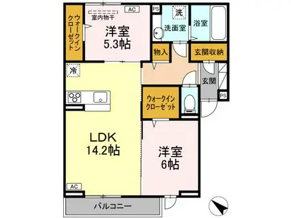D-RESIDENCE・K沖野上(2LDK/3階)の間取り写真