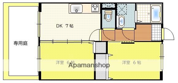 ライラック(2DK/1階)の間取り写真