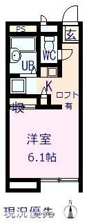 ハローダニエル(1K/2階)の間取り写真