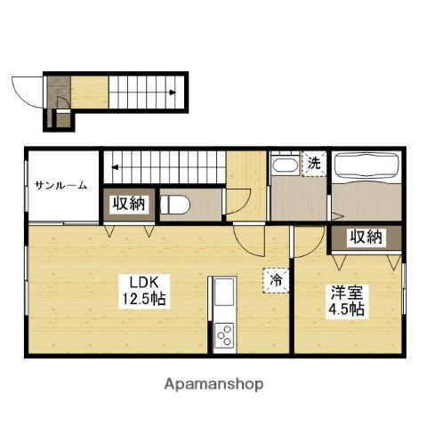 カルムコート 東棟(1LDK/2階)の間取り写真
