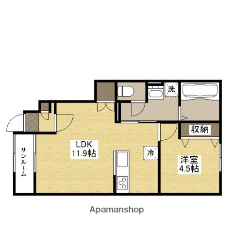 カルムコート 東棟(1LDK/1階)の間取り写真