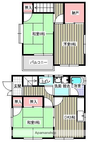福塩線 福山駅 徒歩58分 2階建 築32年(3SDK)の間取り写真