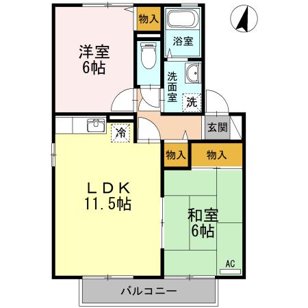 セジュールシマダA棟(2LDK/2階)の間取り写真