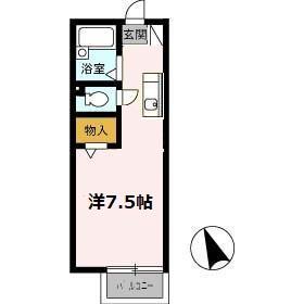 リビエールアンA棟(1K/1階)の間取り写真