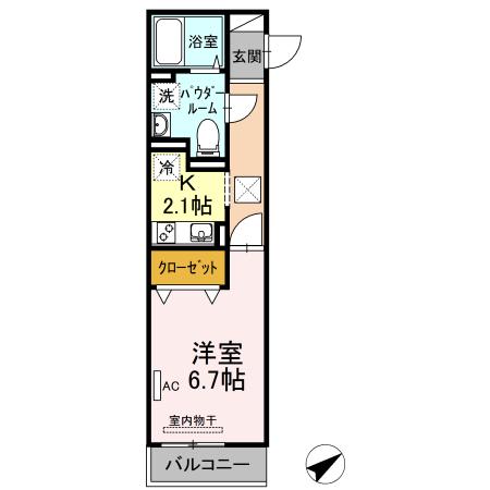 ラプンツェル(1K/1階)の間取り写真