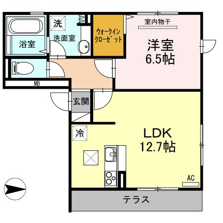 D-ROOM プエルト(1LDK/1階)の間取り写真