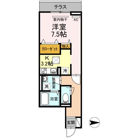 セジュール菜々彩(ワンルーム/1階)の間取り写真