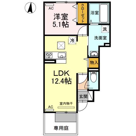 メゾンリアン(1LDK/1階)の間取り写真