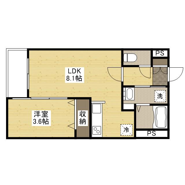 月光福山東壱番館(1LDK/3階)の間取り写真