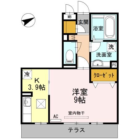 メゾンハピネス15(1K/1階)の間取り写真