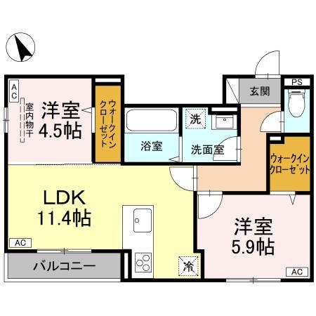 D-RESIDENCE東川口N(2LDK/2階)の間取り写真