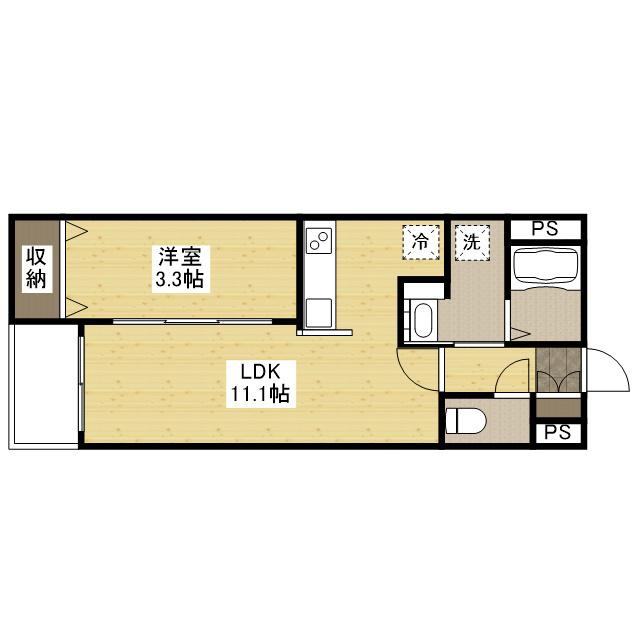 月光福山東弐番館(1LDK/1階)の間取り写真