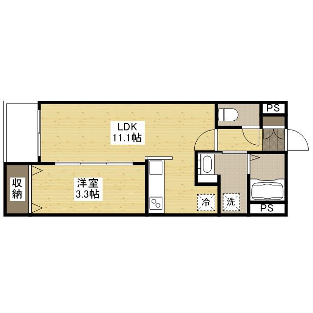 月光福山東弐番館(1LDK/3階)の間取り写真
