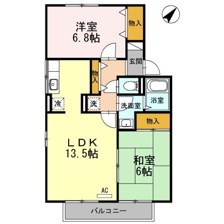 シャルマン I棟(2LDK/2階)の間取り写真