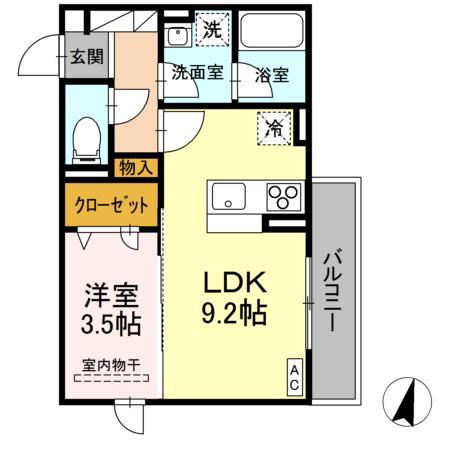 DーROOMCIX(1LDK/2階)の間取り写真