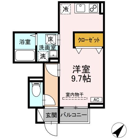 D-ROOM内山V(ワンルーム/1階)の間取り写真