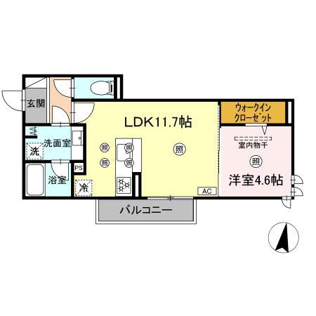 ソラーレ御幸(1LDK/1階)の間取り写真