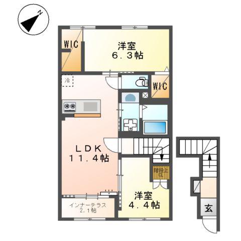 スターテラスⅡ・L瀬戸(2LDK/2階)の間取り写真