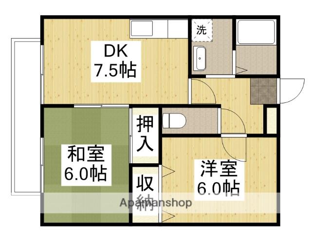 プチメゾン野田(2DK/2階)の間取り写真