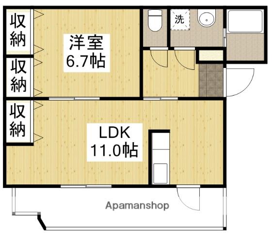 ラピスラズリ(1LDK/1階)の間取り写真