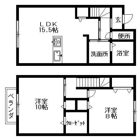 ラ・ルーチェ　Ｂ棟(2LDK)の間取り写真