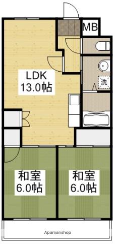 レジデンスマサノ1(2LDK/2階)の間取り写真