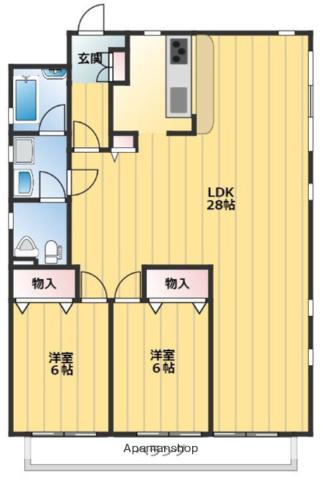 Mスタジアム(2LDK/3階)の間取り写真