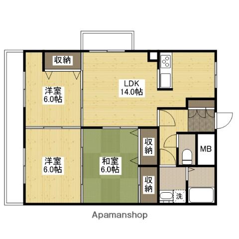 パークヒルズ熊野(3LDK/5階)の間取り写真