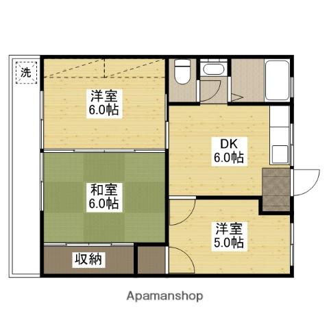 コーポオオモトⅡ(3DK/2階)の間取り写真