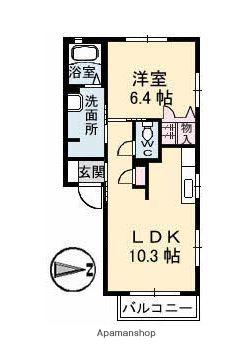 グランドメゾン皆実 B棟(1LDK/1階)の間取り写真