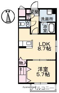 グランドメゾン栗原西(1LDK/2階)の間取り写真