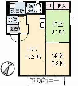 シャーメゾンK 五番館(2LDK/2階)の間取り写真