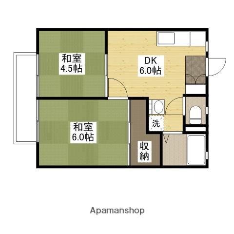パナハイツみなみB(2DK/2階)の間取り写真
