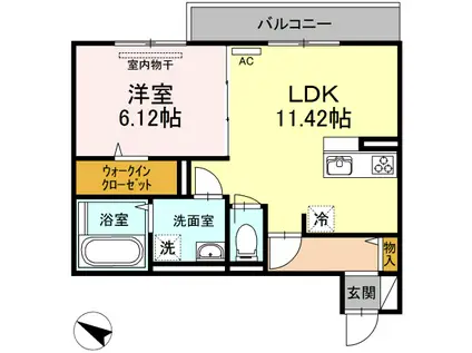 セジュール長江(1LDK/2階)の間取り写真