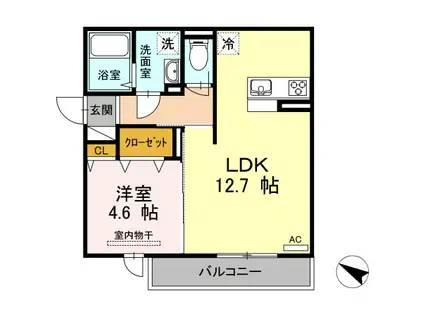 セジュール長江(1LDK/3階)の間取り写真