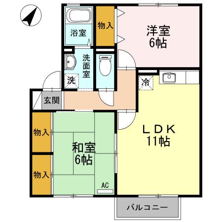 カントリーフォレスト(2LDK/2階)の間取り写真