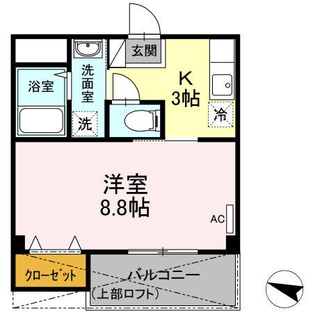 CREST OSHIKAWA(1K/2階)の間取り写真